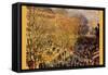 Boulevard of Capucines In Paris-Claude Monet-Framed Stretched Canvas