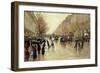 Boulevard Poissoniere in the Rain, circa 1885-Jean Béraud-Framed Giclee Print