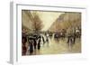 Boulevard Poissoniere in the Rain, circa 1885-Jean Béraud-Framed Giclee Print