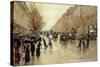 Boulevard Poissoniere in the Rain, circa 1885-Jean Béraud-Stretched Canvas