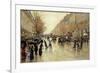 Boulevard Poissoniere in the Rain, circa 1885-Jean Béraud-Framed Giclee Print