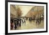 Boulevard Poissoniere in the Rain, circa 1885-Jean Béraud-Framed Giclee Print