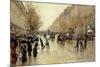 Boulevard Poissoniere in the Rain, circa 1885-Jean Béraud-Mounted Giclee Print