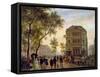 Boulevard Saint-Martin and the Theatre De L'Ambigu, 1830-Guiseppe Canella-Framed Stretched Canvas