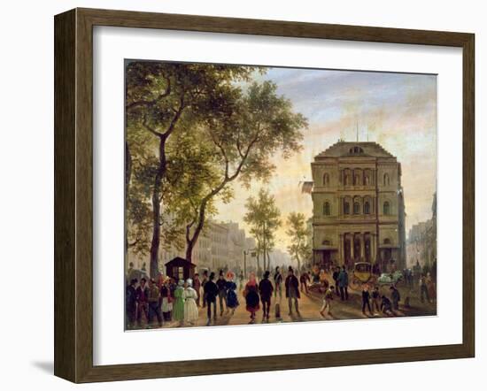 Boulevard Saint-Martin and the Theatre De L'Ambigu, 1830-Guiseppe Canella-Framed Giclee Print