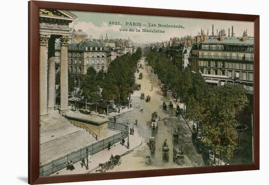 Boulevards of Paris, Seen from Boulevard de La Madeleine. Postcard Sent in 1913-French Photographer-Framed Giclee Print