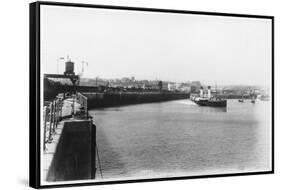 Boulogne Boat Leaving Folkestone Kent-null-Framed Stretched Canvas