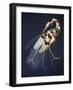 Bound White Heron on blue-Fab Funky-Framed Art Print