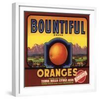 Bountiful Brand - Terra Bella, California - Citrus Crate Label-Lantern Press-Framed Premium Giclee Print