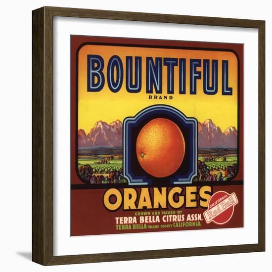 Bountiful Brand - Terra Bella, California - Citrus Crate Label-Lantern Press-Framed Art Print