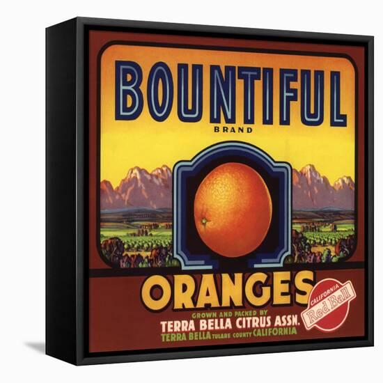 Bountiful Brand - Terra Bella, California - Citrus Crate Label-Lantern Press-Framed Stretched Canvas