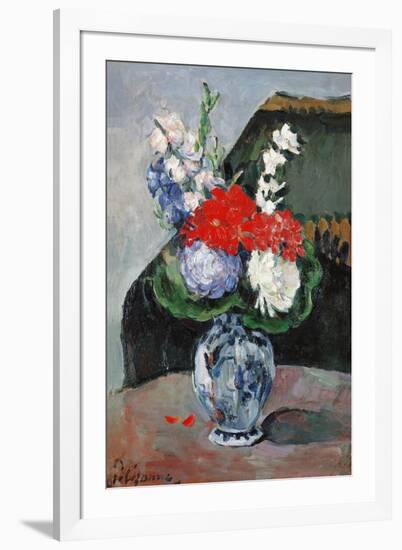 Bouquet au petit Delft-Paul Cezanne-Framed Giclee Print