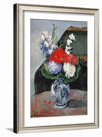 Bouquet au petit Delft-Paul Cezanne-Framed Giclee Print