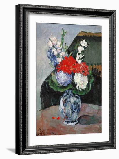 Bouquet au petit Delft-Paul Cezanne-Framed Giclee Print