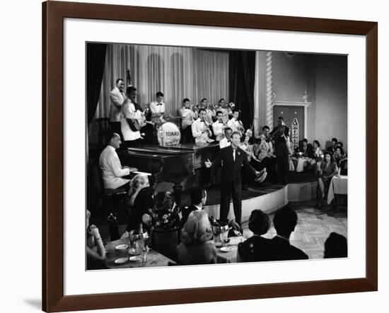 Bouquet by joie directed by Maurie Cam with Charles Trenet, 1951 (b/w photo)-null-Framed Photo