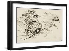 Bouquet d'arbres à flanc de montagne-Eugene Delacroix-Framed Giclee Print