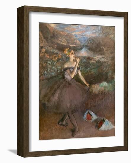 Bouquet dancer. Around 1895-1900. Oil on canvas.-Edgar Degas-Framed Giclee Print