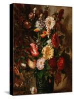 Bouquet de fleurs dans un vase de gres - flowers in an earthenware pot, 1847 Canvas, 65 x 43 cm.-Eugene Delacroix-Stretched Canvas