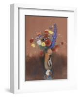 Bouquet de fleurs des champs dans un vase à long col-Odilon Redon-Framed Giclee Print