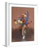 Bouquet de fleurs des champs dans un vase à long col-Odilon Redon-Framed Giclee Print