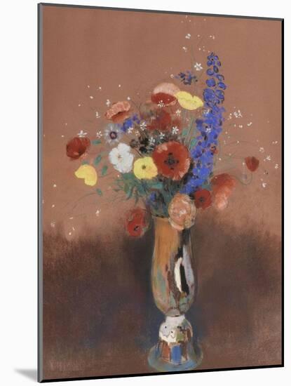 Bouquet de fleurs des champs dans un vase à long col-Odilon Redon-Mounted Giclee Print