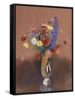 Bouquet de fleurs des champs dans un vase à long col-Odilon Redon-Framed Stretched Canvas