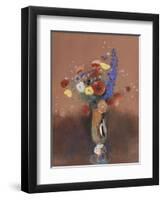 Bouquet de fleurs des champs dans un vase à long col-Odilon Redon-Framed Premium Giclee Print