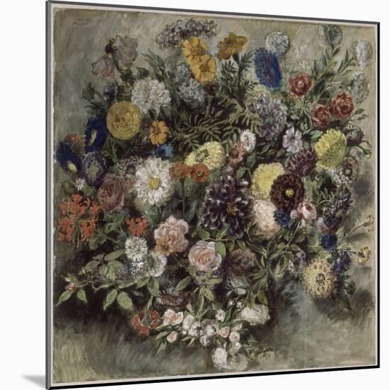 Bouquet de fleurs-Eugene Delacroix-Mounted Giclee Print