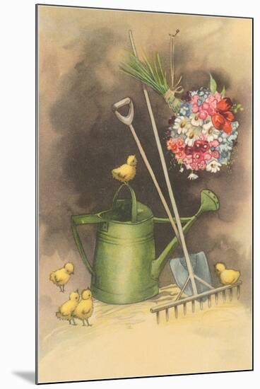 Bouquet Drying with Garden Implements-null-Mounted Art Print