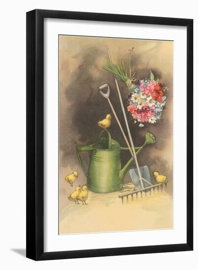 Bouquet Drying with Garden Implements-null-Framed Art Print