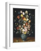 Bouquet in a Blue Vase-Jan Brueghel the Elder-Framed Art Print