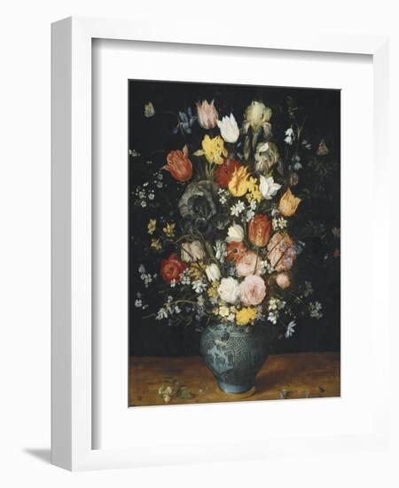 Bouquet in a Blue Vase-Jan Brueghel the Elder-Framed Art Print