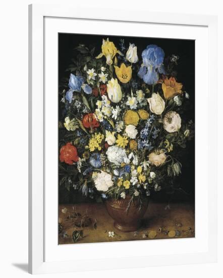 Bouquet in a Clay Vase-Jan Brueghel the Elder-Framed Art Print