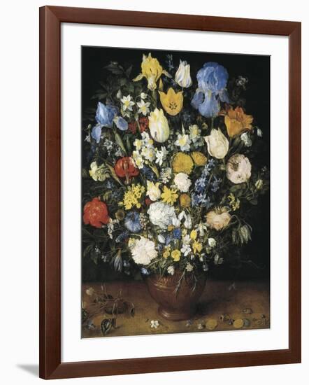 Bouquet in a Clay Vase-Jan Brueghel the Elder-Framed Art Print