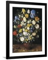 Bouquet in a Clay Vase-Jan Brueghel the Elder-Framed Art Print