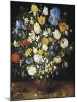 Bouquet in a Clay Vase-Jan Brueghel the Elder-Mounted Art Print