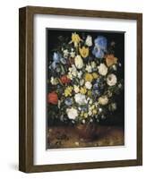 Bouquet in a Clay Vase-Jan Brueghel the Elder-Framed Art Print