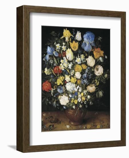 Bouquet in a Clay Vase-Jan Brueghel the Elder-Framed Art Print