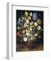 Bouquet in a Clay Vase-Jan Brueghel the Elder-Framed Art Print