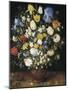 Bouquet in a Clay Vase-Jan Brueghel the Elder-Mounted Art Print