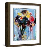 Bouquet in Blue-Hooshang Khorasani-Framed Art Print