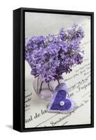 Bouquet, Lilac, Blossoms, Mauve, Violet, Vase, Spring, Heart-Andrea Haase-Framed Stretched Canvas
