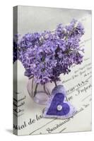 Bouquet, Lilac, Blossoms, Mauve, Violet, Vase, Spring, Heart-Andrea Haase-Stretched Canvas