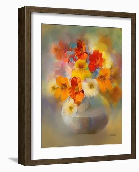 Bouquet Nasturtiums-Skarlett-Framed Giclee Print