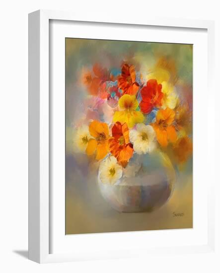 Bouquet Nasturtiums-Skarlett-Framed Giclee Print