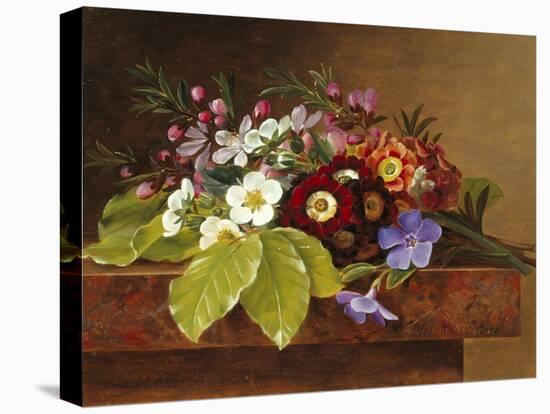 Bouquet of Apple and Cherry Blossoms, and Primula-Johan Laurentz Jensen-Stretched Canvas