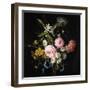 Bouquet of Chamomile, Roses, Orange Blossom and Carnations Tied with a Blue Ribbon-Jean-Baptiste Monnoyer-Framed Giclee Print