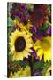 Bouquet of Colorful Sunflowers at Market, Savannah, Georgia, USA-Joanne Wells-Stretched Canvas