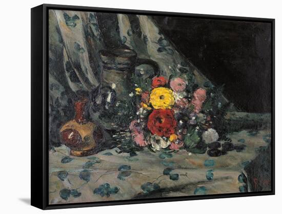 Bouquet of Dahlias-Paul Cézanne-Framed Stretched Canvas