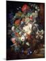 Bouquet of Flowers at a Column - Jan Van Huysum (1682-1749). Oil on Wood, First Half of the 18Th Ce-Jan van Huysum-Mounted Giclee Print